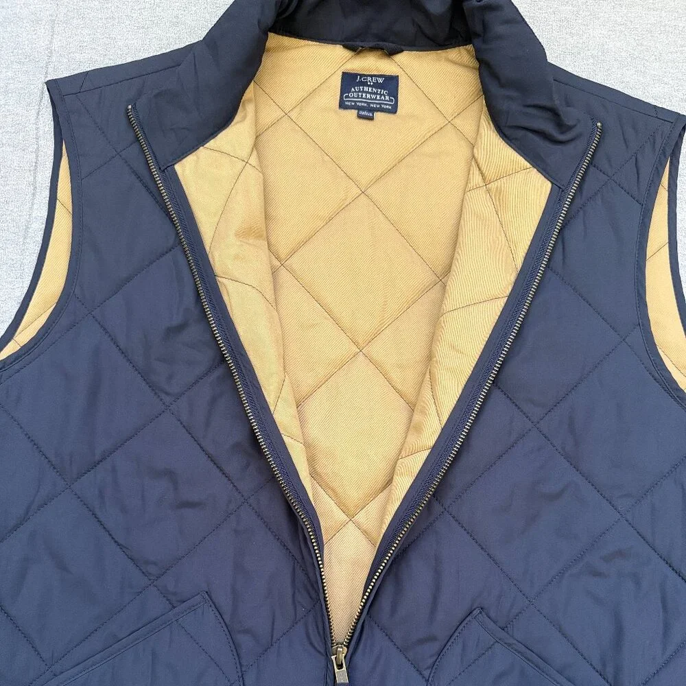 J.Crew Men's Walker Vest Quilted Navy/Camel Size L